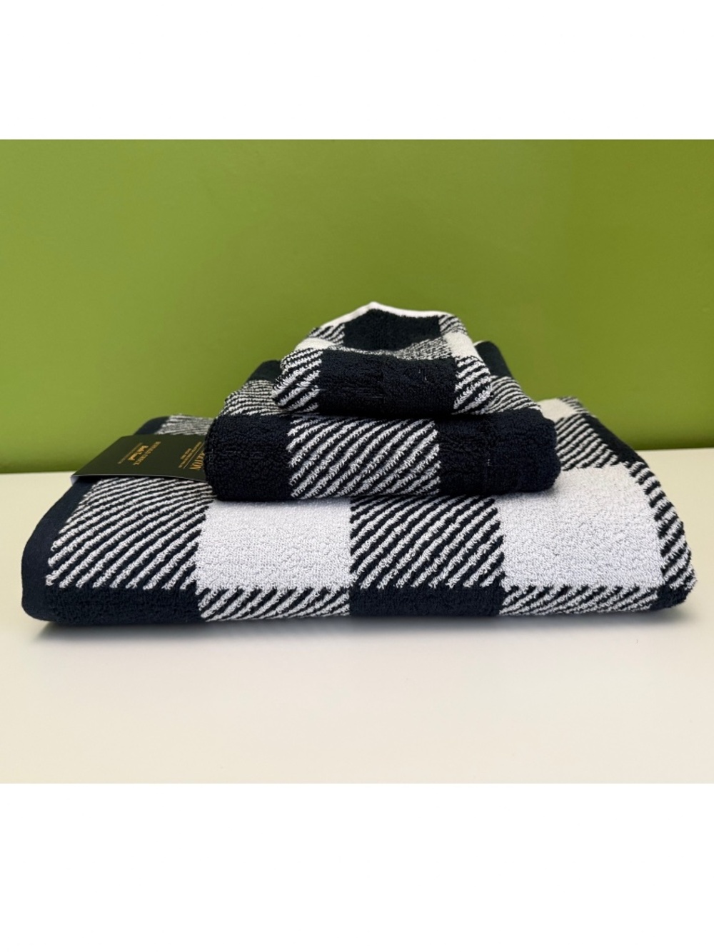 Pendleton 3 Piece Towel Set Blue and White Buffalo Check